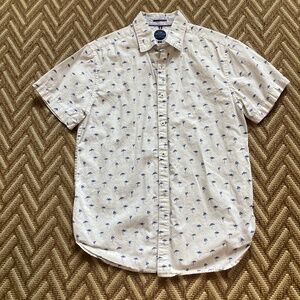 White patterned button down